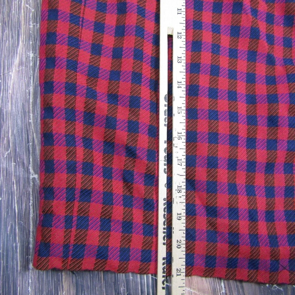Patricia Magala Skirt Womens 8 Red Plaid Pencil Knee Length Lined Tweed Work